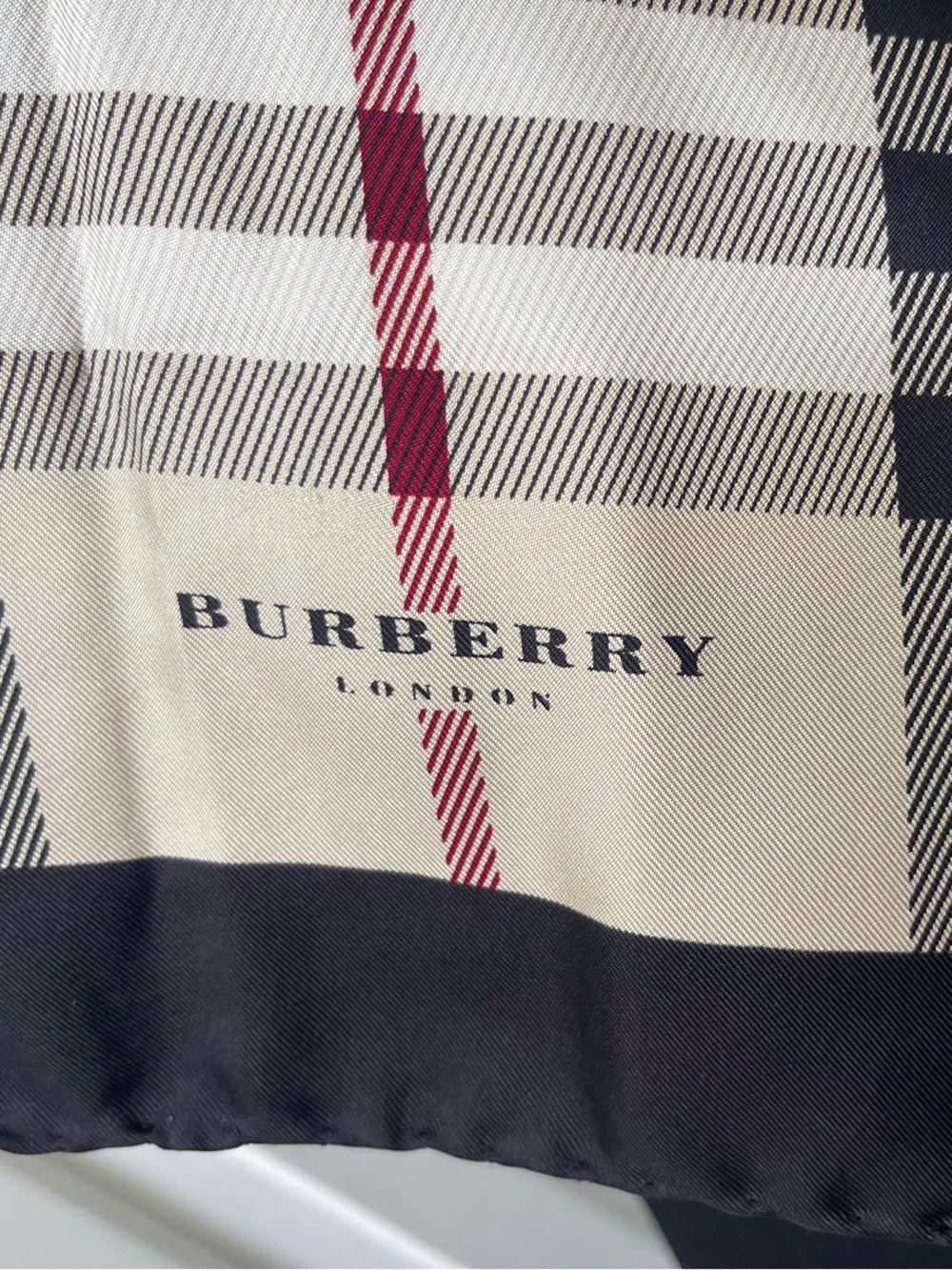 Burberry Beige Plaid Silk Scarf - Picture 2 of 7